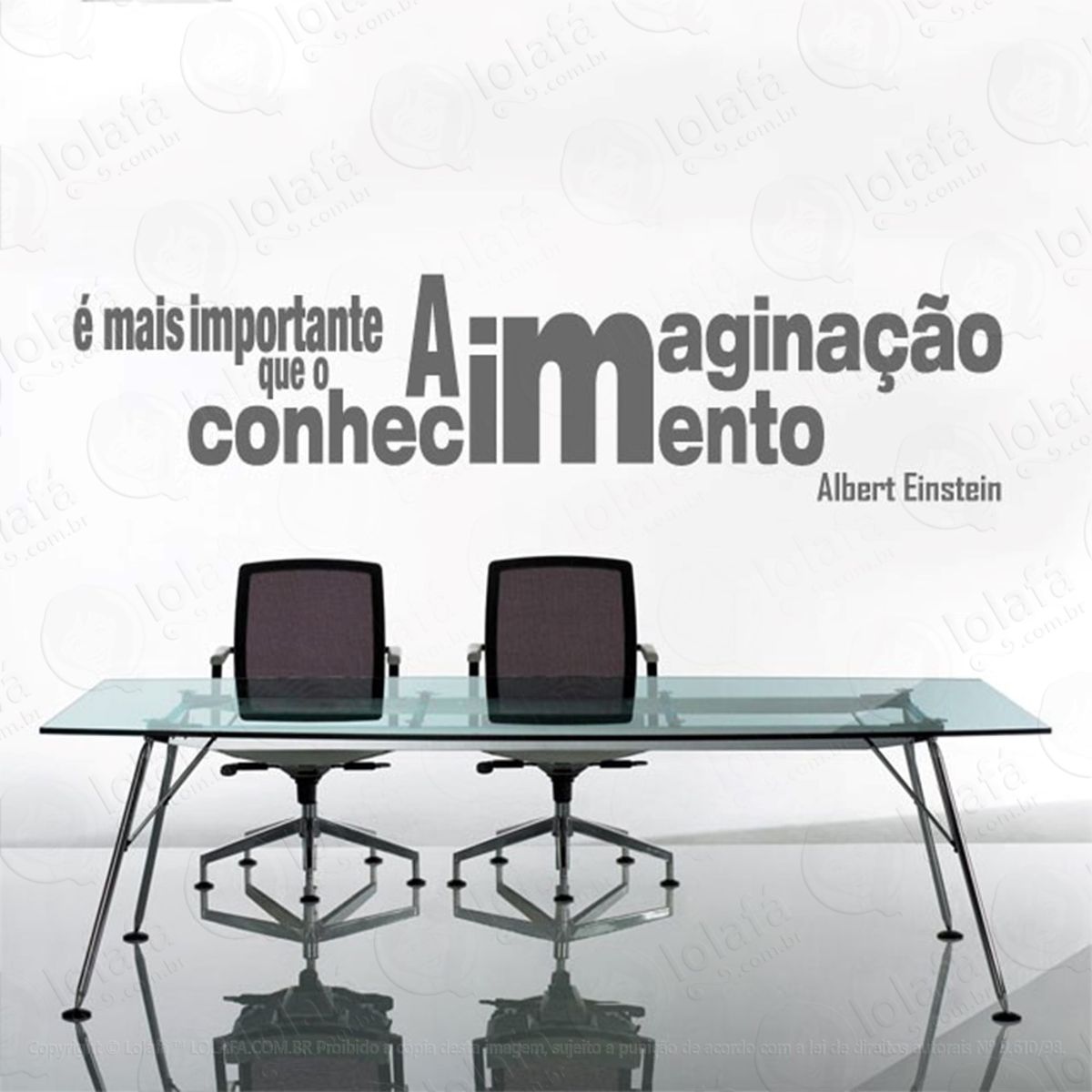 A Imaginação Adesivo de Parede Frase Personalizada para Sala, Quarto, Porta e Vidro Mod:129