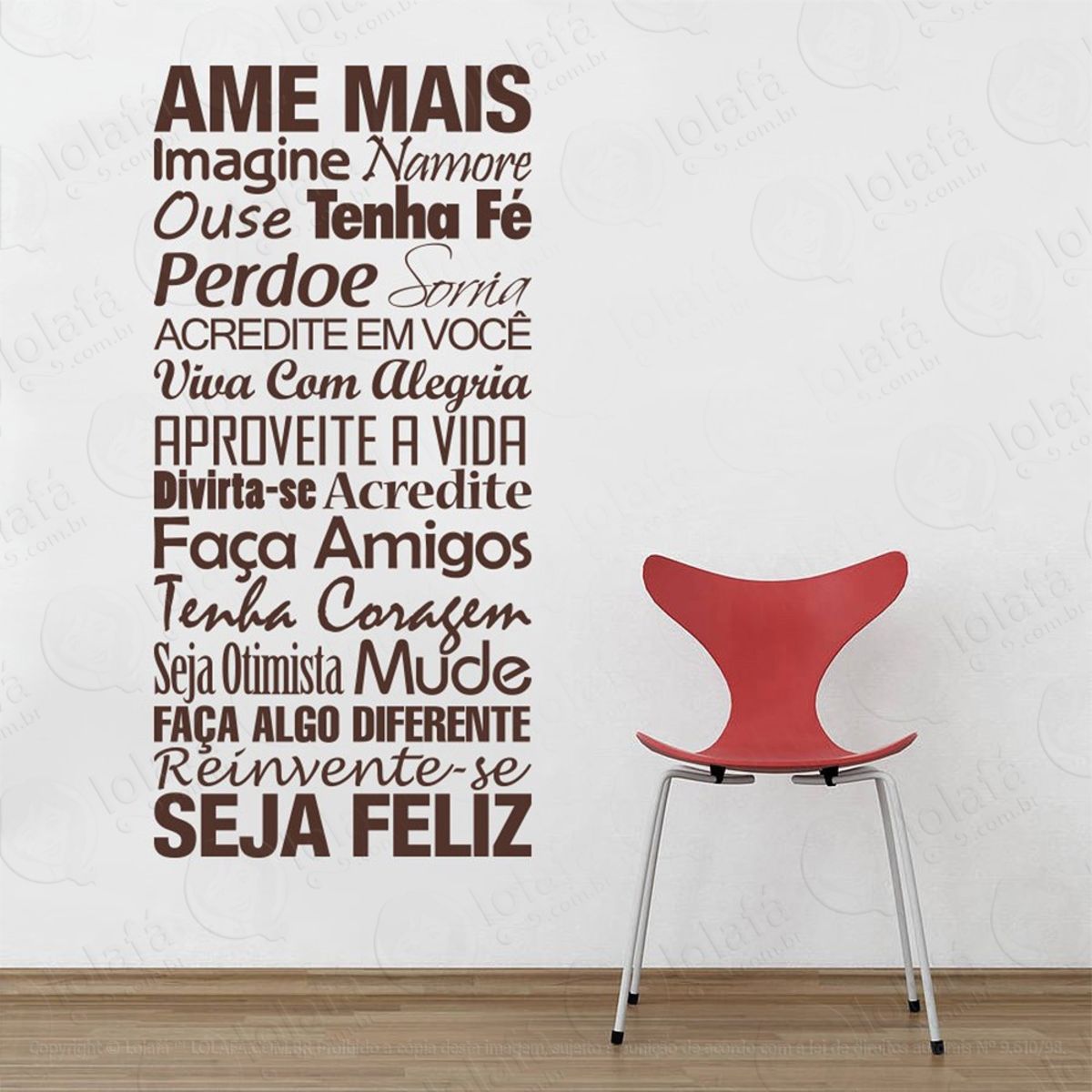 Ame Mais Adesivo de Parede Frase Personalizada para Sala, Quarto, Porta e Vidro Mod:135