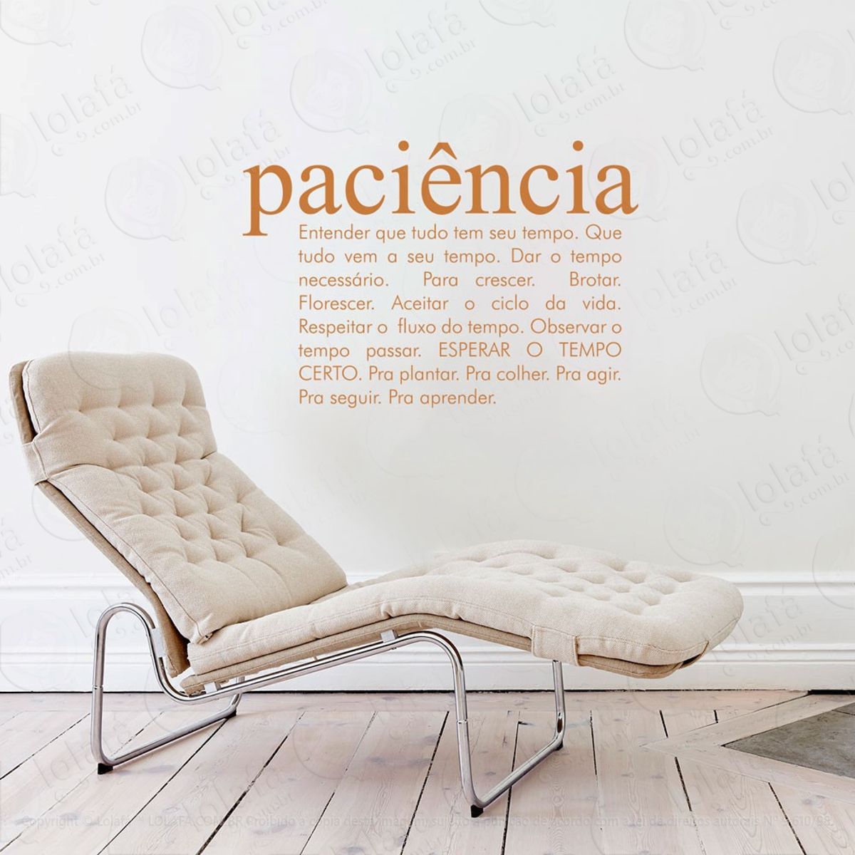 Paciência Adesivo de Parede Frase Personalizada para Sala, Quarto, Porta e Vidro Mod:143