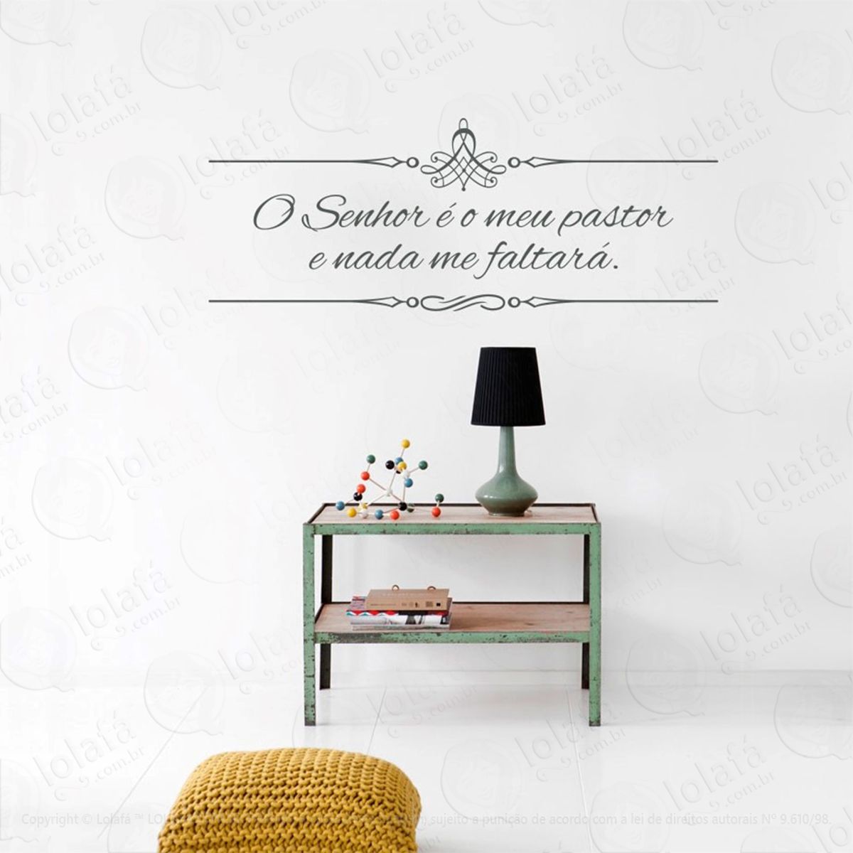 Salmo 23:1 Adesivo de Parede Frase Personalizada para Sala, Quarto, Porta e Vidro Mod:148