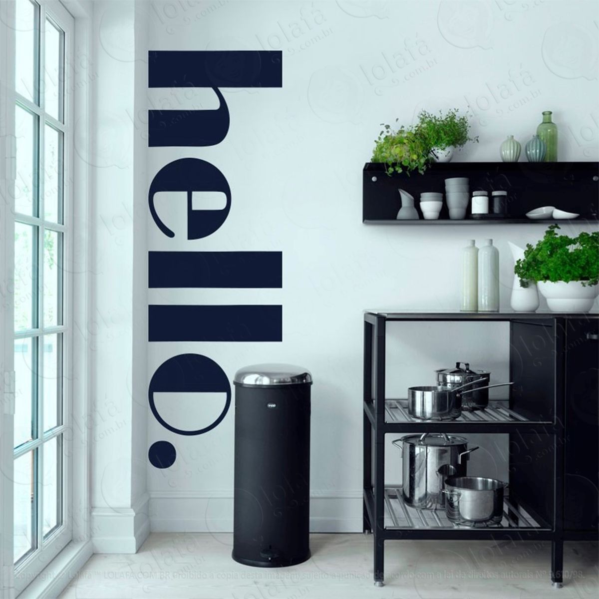 Hello Adesivo de Parede Frase Personalizada para Sala, Quarto, Porta e Vidro Mod:149