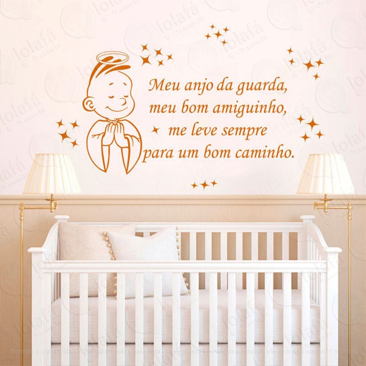 Anjo Da Guarda Adesivo de Parede Frase Personalizada para Sala, Quarto, Porta e Vidro Mod:156
