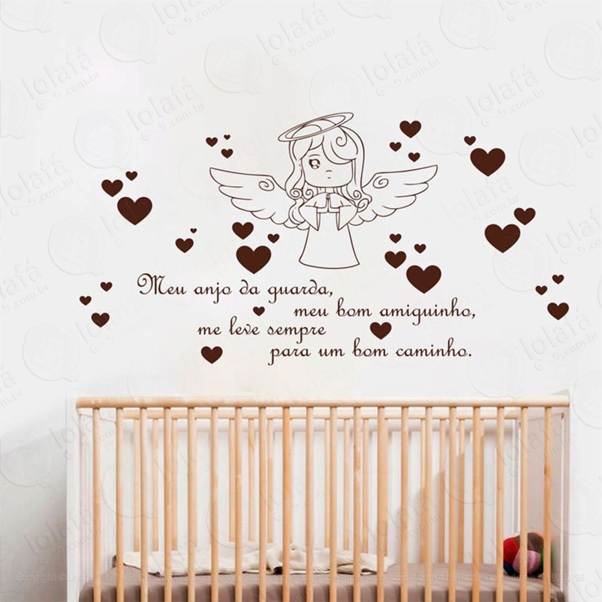 Anjo Da Guarda Adesivo de Parede Frase Personalizada para Sala, Quarto, Porta e Vidro Mod:159