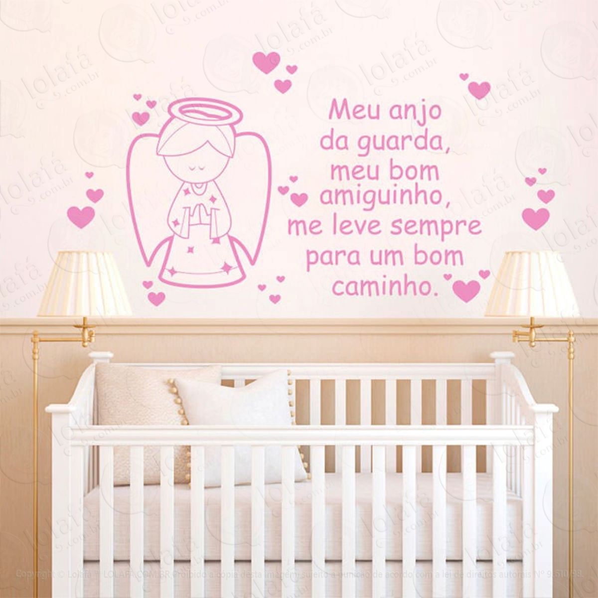 Anjo Da Guarda Adesivo de Parede Frase Personalizada para Sala, Quarto, Porta e Vidro Mod:161