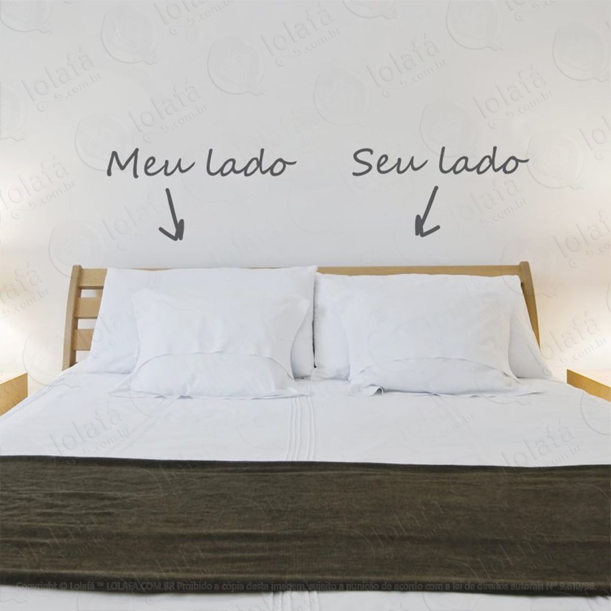 Meu Lado Adesivo de Parede Frase Personalizada para Sala, Quarto, Porta e Vidro Mod:164