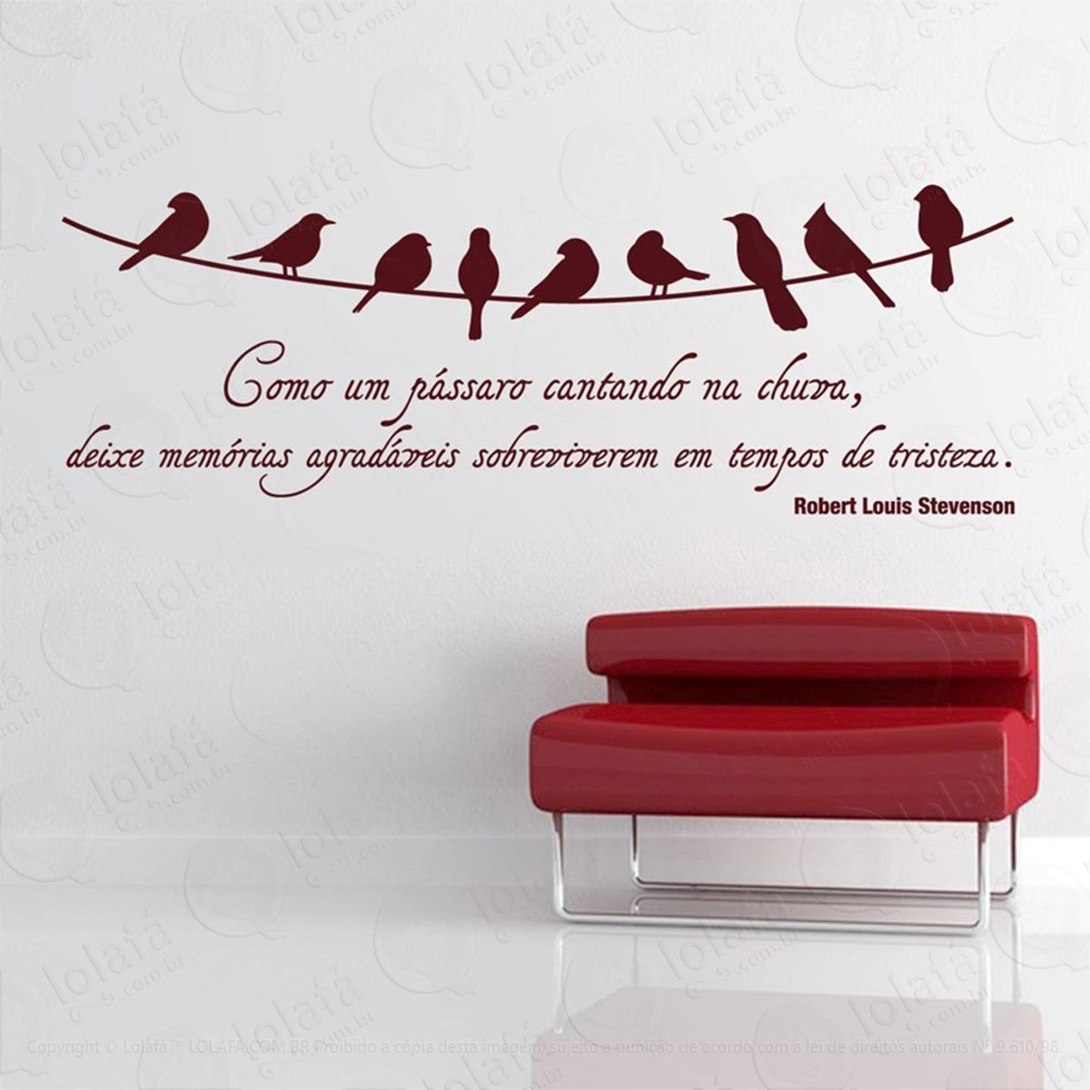 Pássaro Cantando Adesivo de Parede Frase Personalizada para Sala, Quarto, Porta e Vidro Mod:167