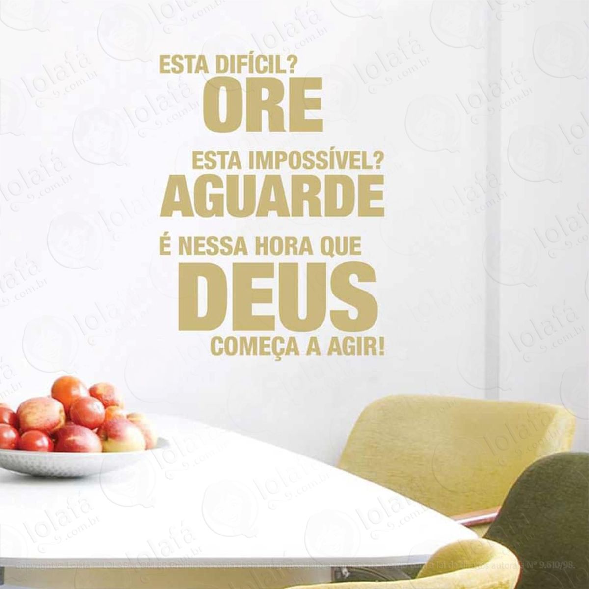 Esta Difícil? Ore! Adesivo de Parede Frase Personalizada para Sala, Quarto, Porta e Vidro Mod:169