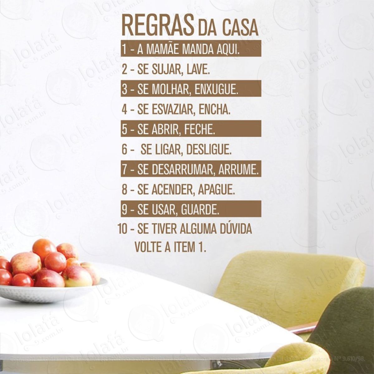 Regras Da Casa Adesivo de Parede Frase Personalizada para Sala, Quarto, Porta e Vidro Mod:171