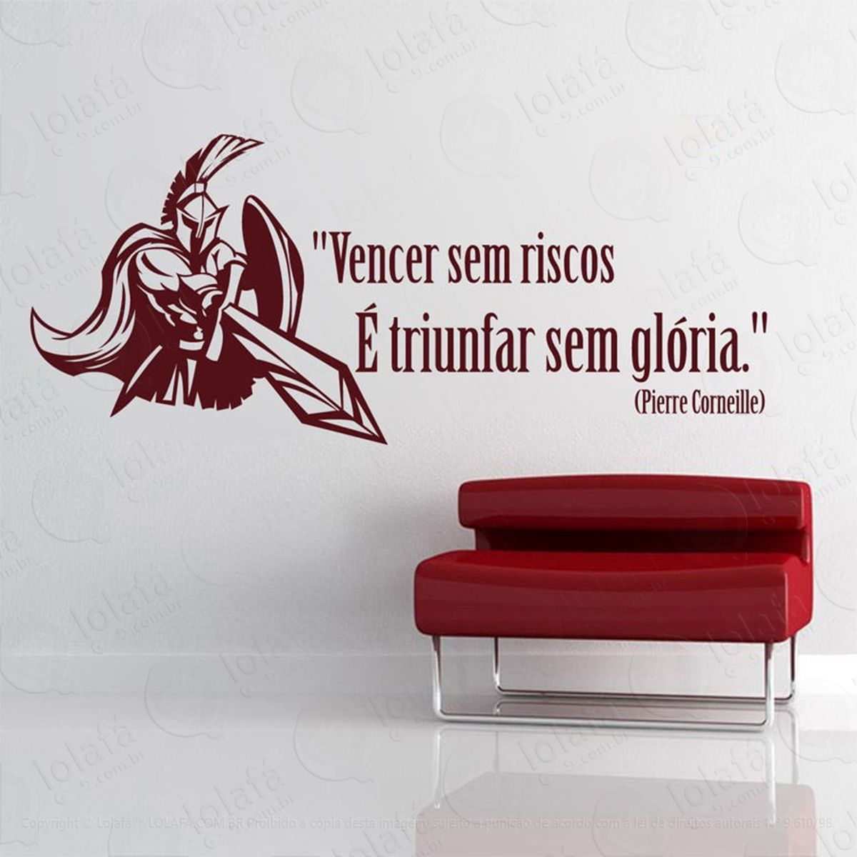 Vencer Sem Riscos Adesivo de Parede Frase Personalizada para Sala, Quarto, Porta e Vidro Mod:173