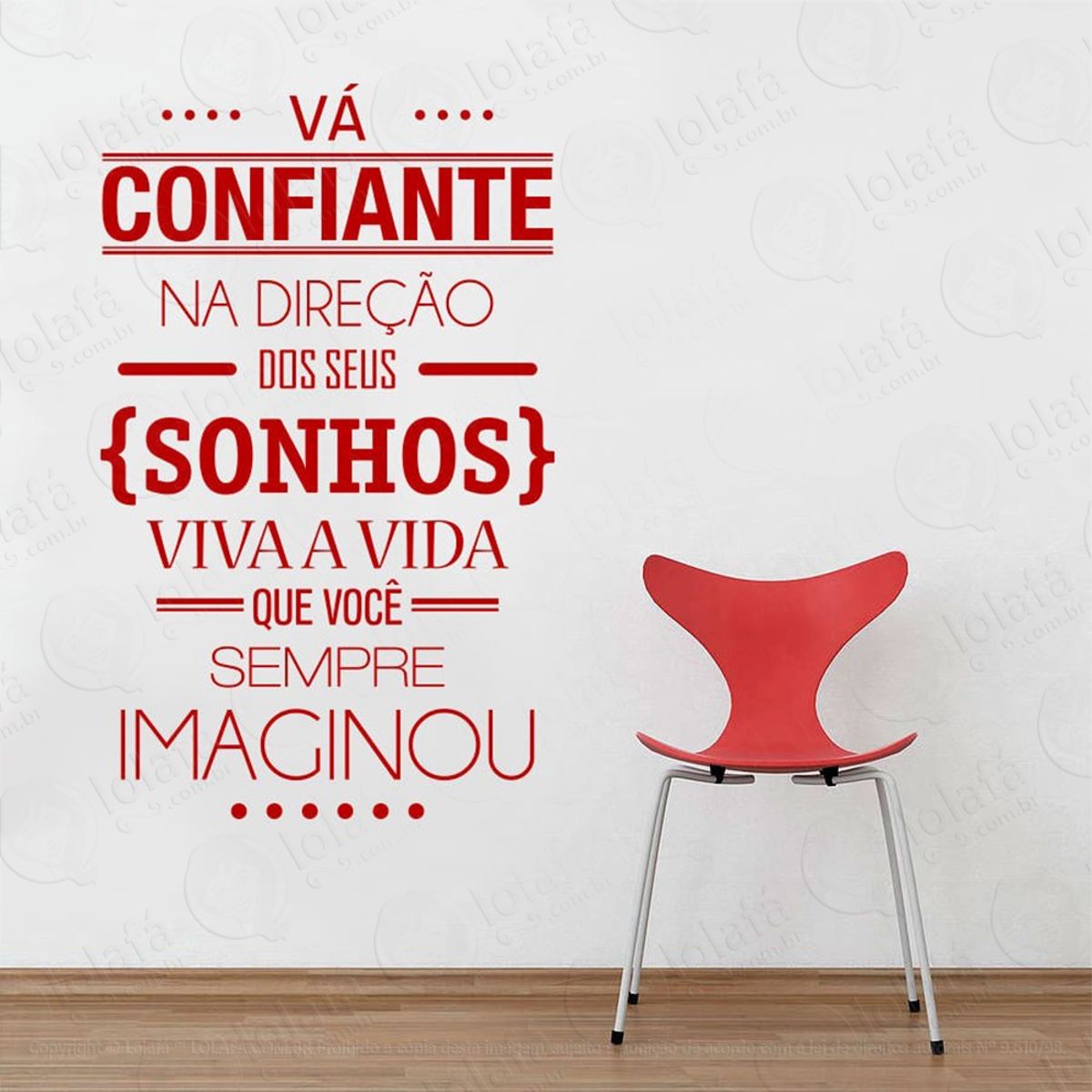 Vá Confiante Adesivo de Parede Frase Personalizada para Sala, Quarto, Porta e Vidro Mod:177