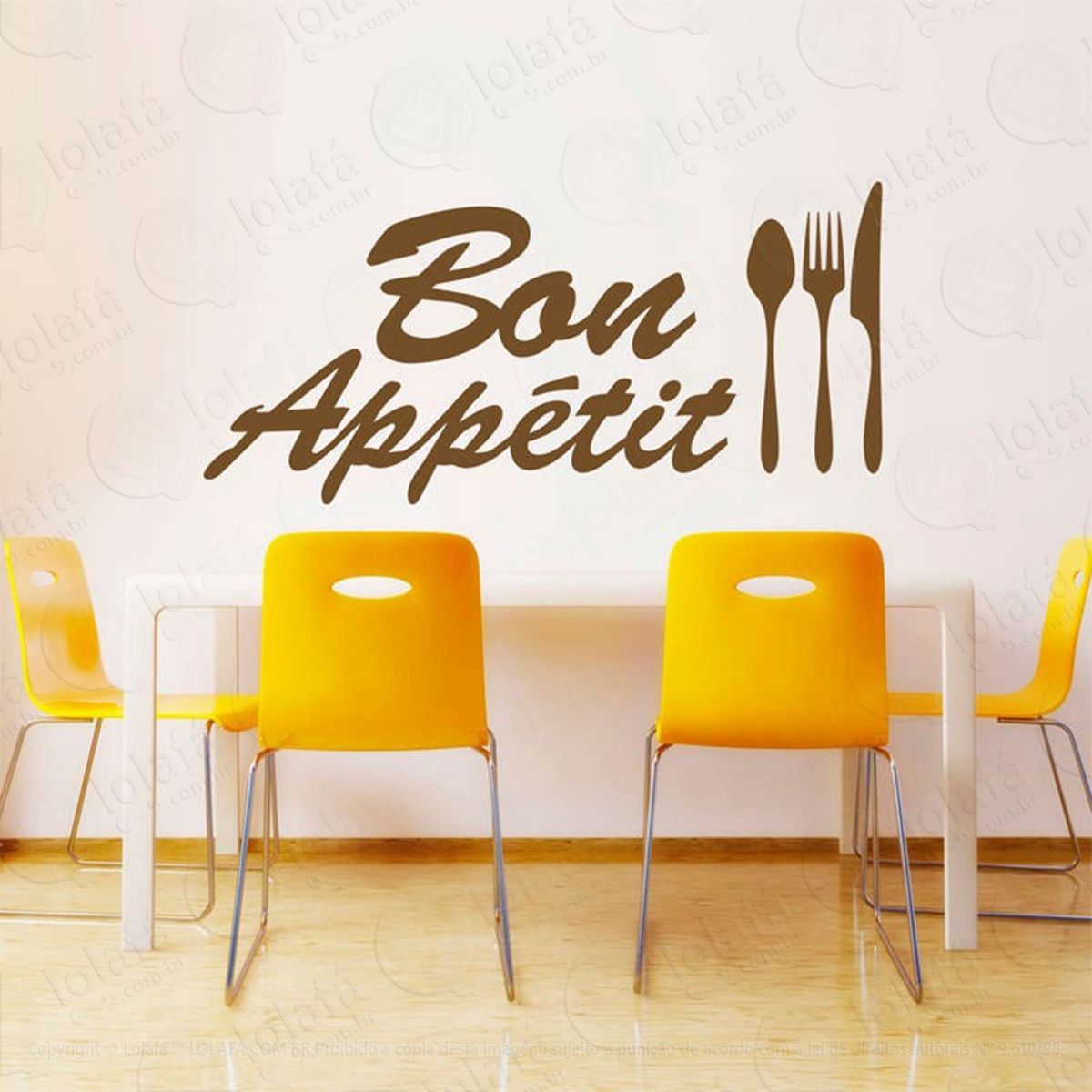 Bon Appétit Adesivo de Parede Frase Personalizada para Sala, Quarto, Porta e Vidro Mod:180