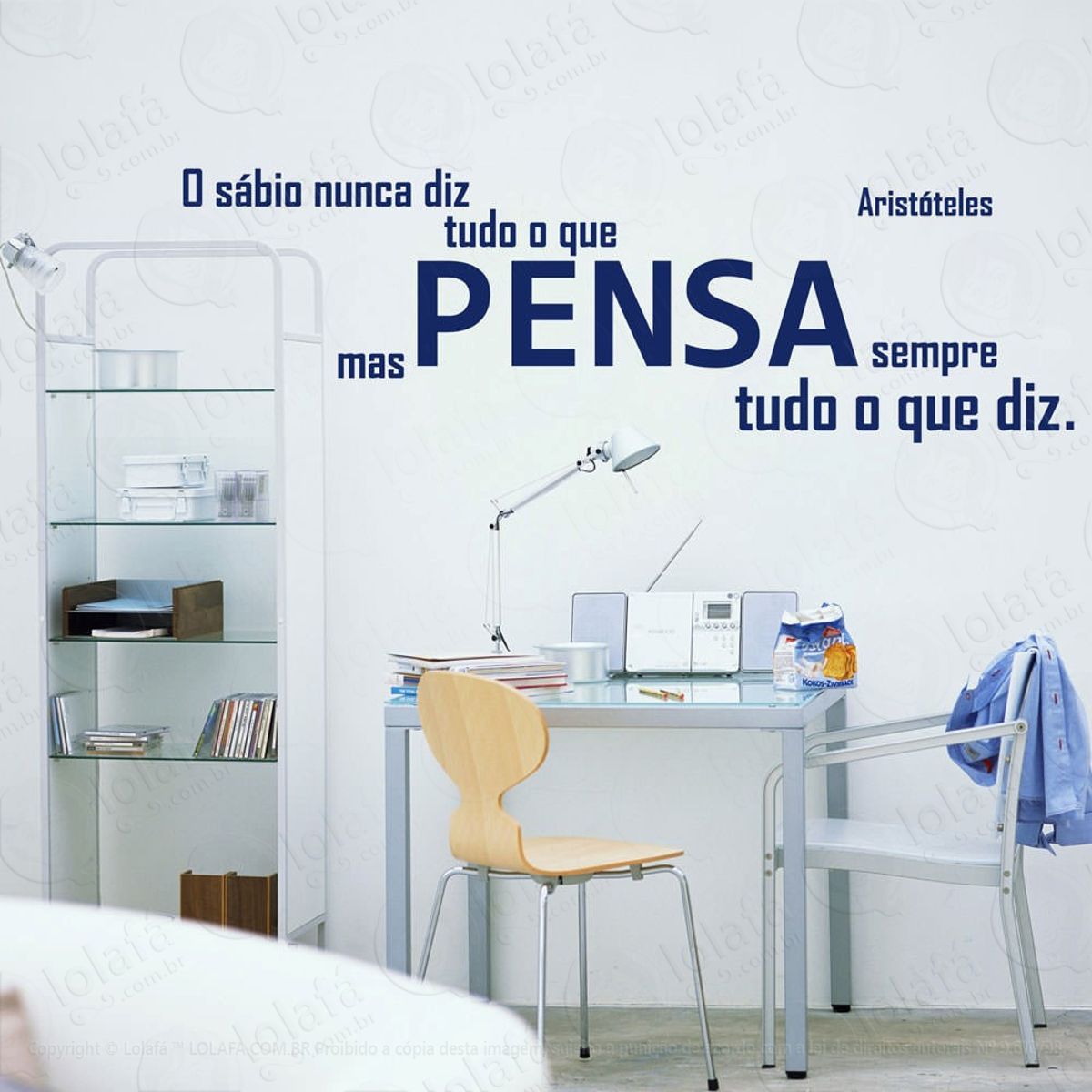 O Sábio Nunca Adesivo de Parede Frase Personalizada para Sala, Quarto, Porta e Vidro Mod:184