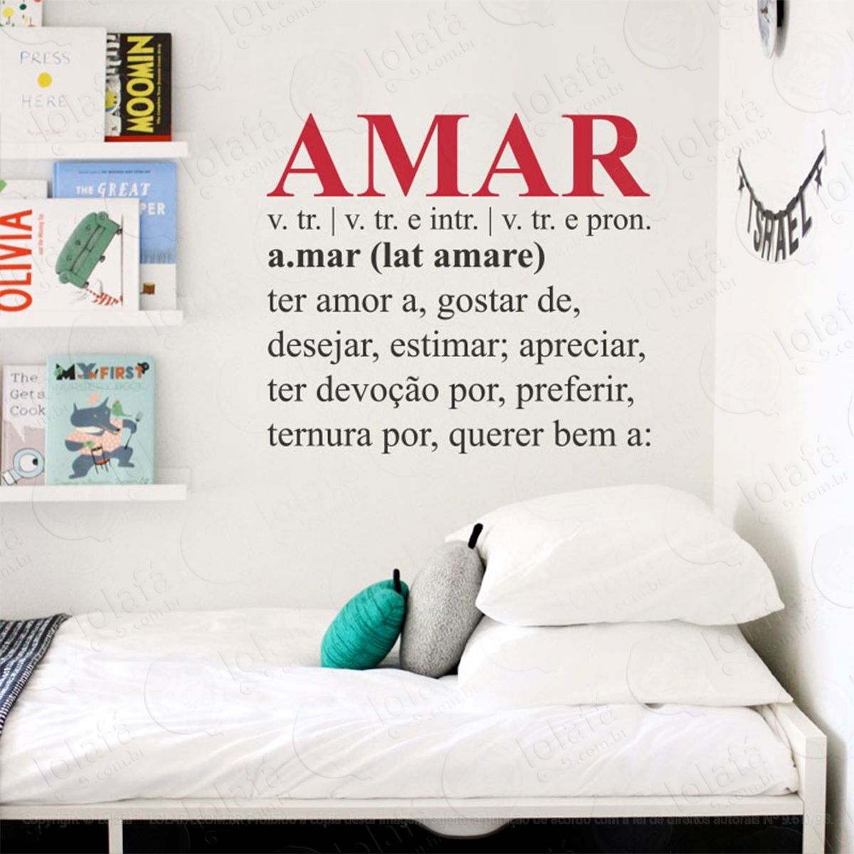 Amar Adesivo de Parede Frase Personalizada para Sala, Quarto, Porta e Vidro Mod:185