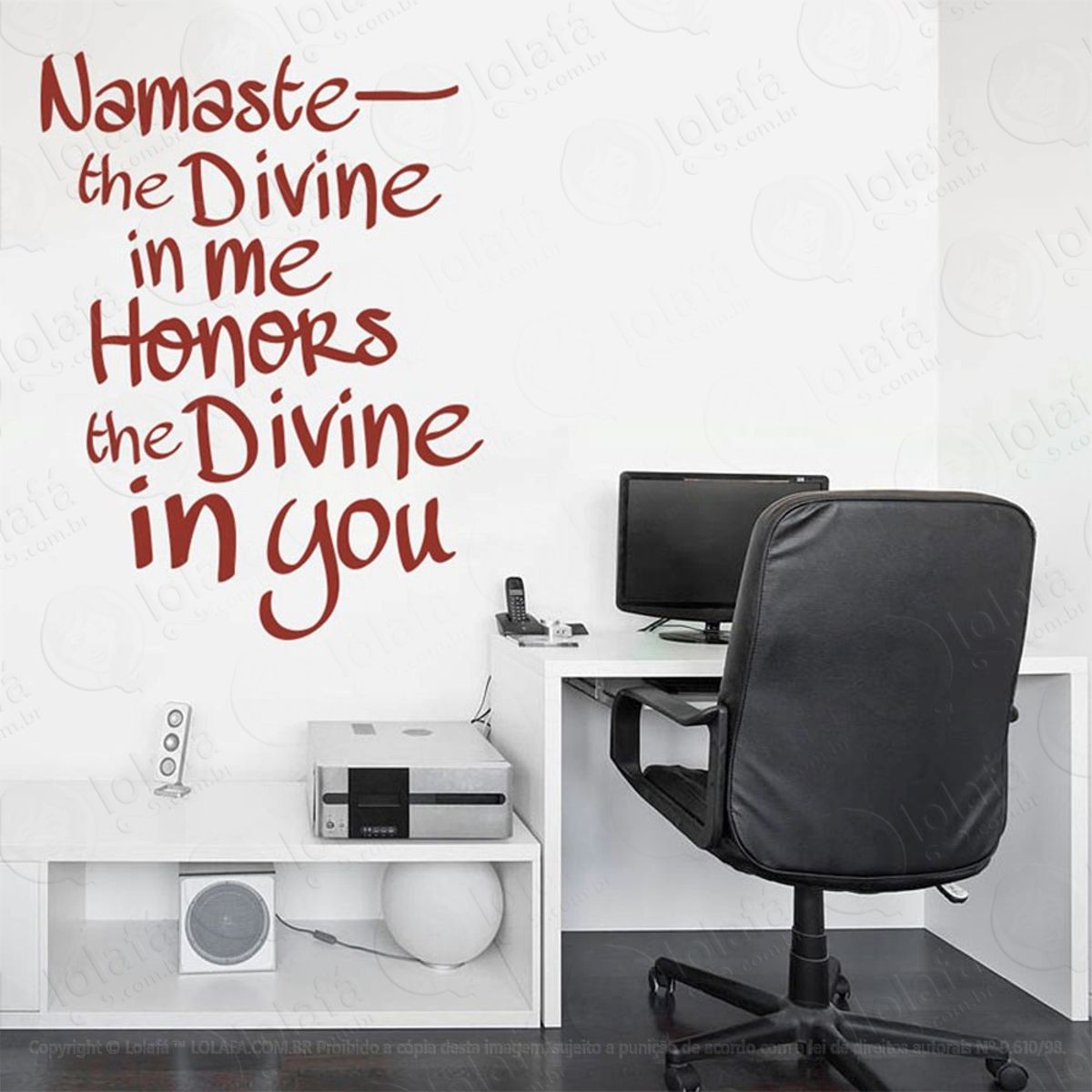 Namaste Adesivo de Parede Frase Personalizada para Sala, Quarto, Porta e Vidro Mod:188