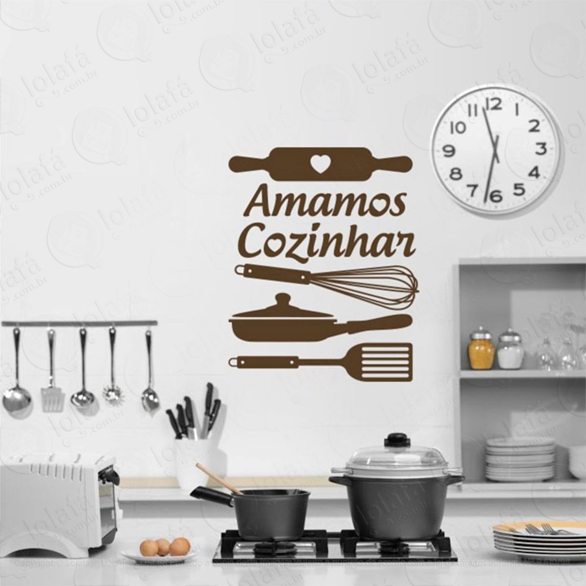 Amamos Cozinhar Adesivo de Parede Frase Personalizada para Sala, Quarto, Porta e Vidro Mod:189