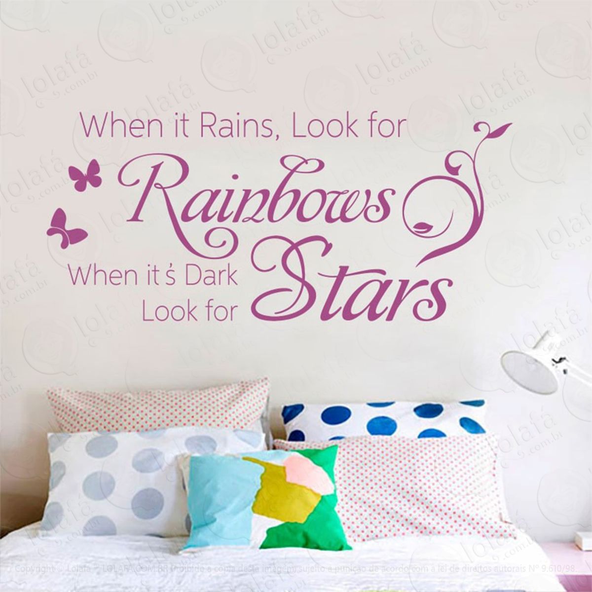 When It Rains, Look Adesivo de Parede Frase Personalizada para Sala, Quarto, Porta e Vidro Mod:191