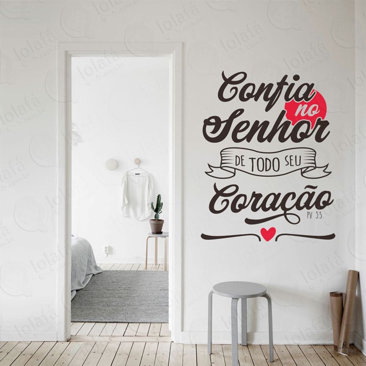 Confia No Senhor Adesivo de Parede Frase Personalizada para Sala, Quarto, Porta e Vidro Mod:193