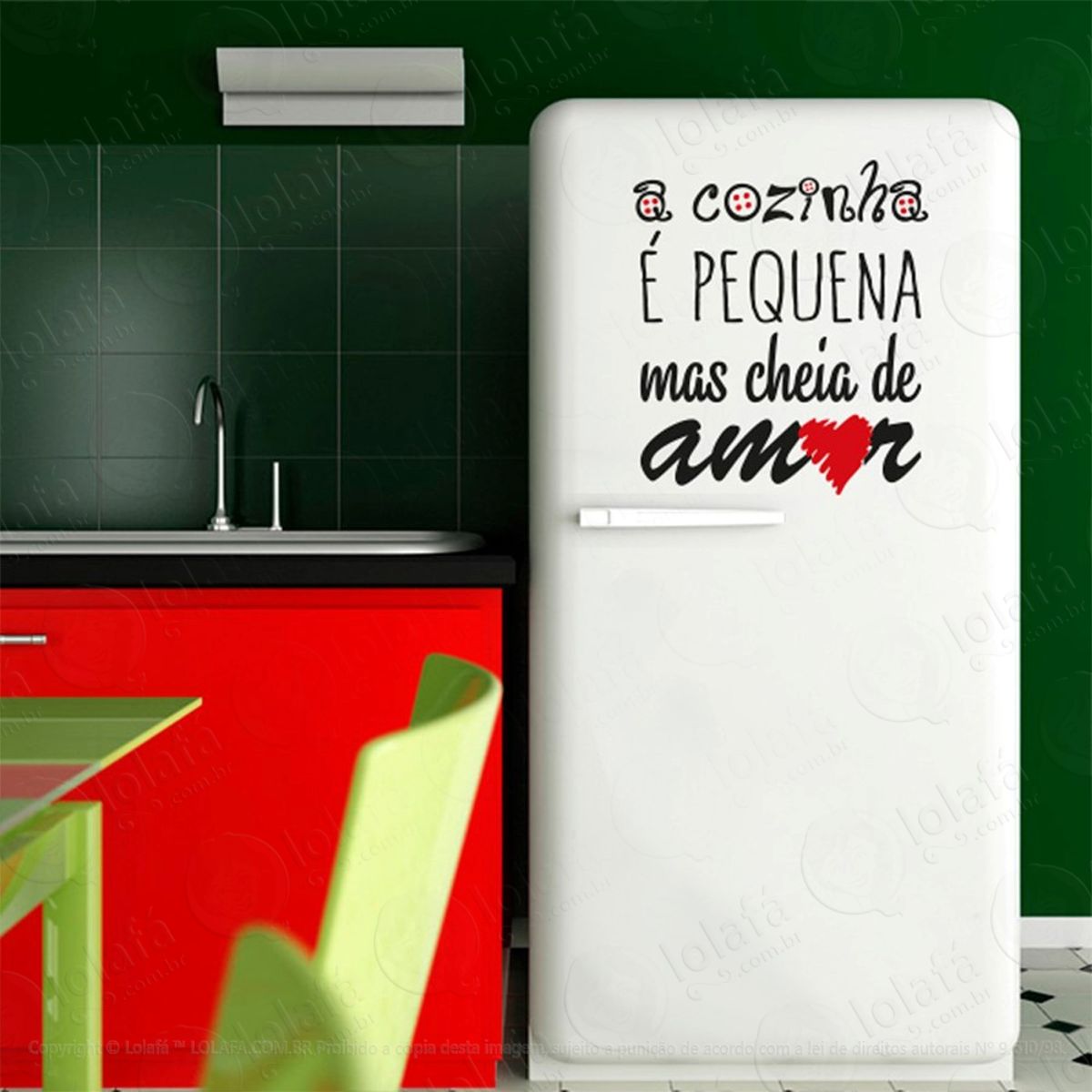 Cozinha E Amor Adesivo de Parede Frase Personalizada para Sala, Quarto, Porta e Vidro Mod:199