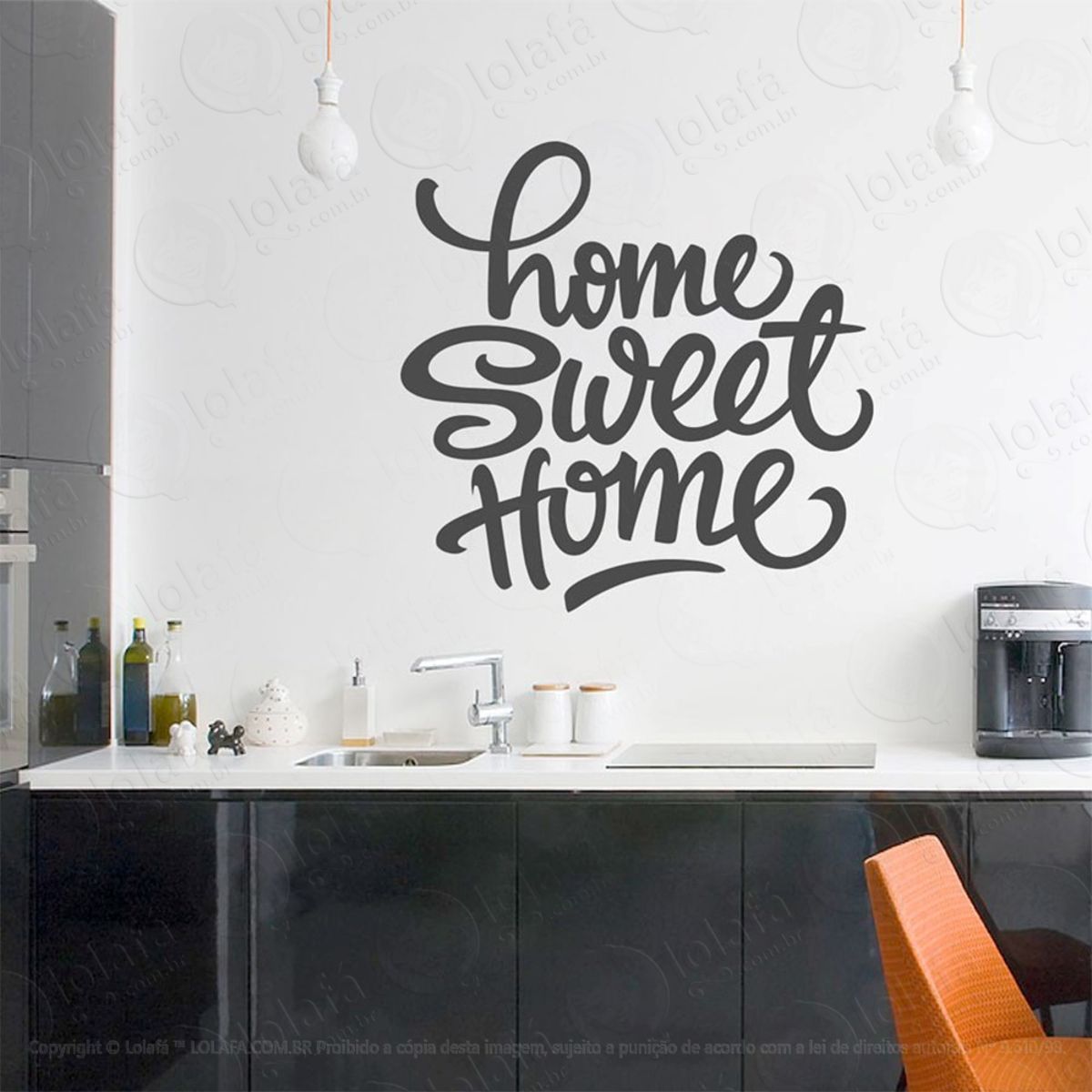 Sweet Home Adesivo de Parede Frase Personalizada para Sala, Quarto, Porta e Vidro Mod:202