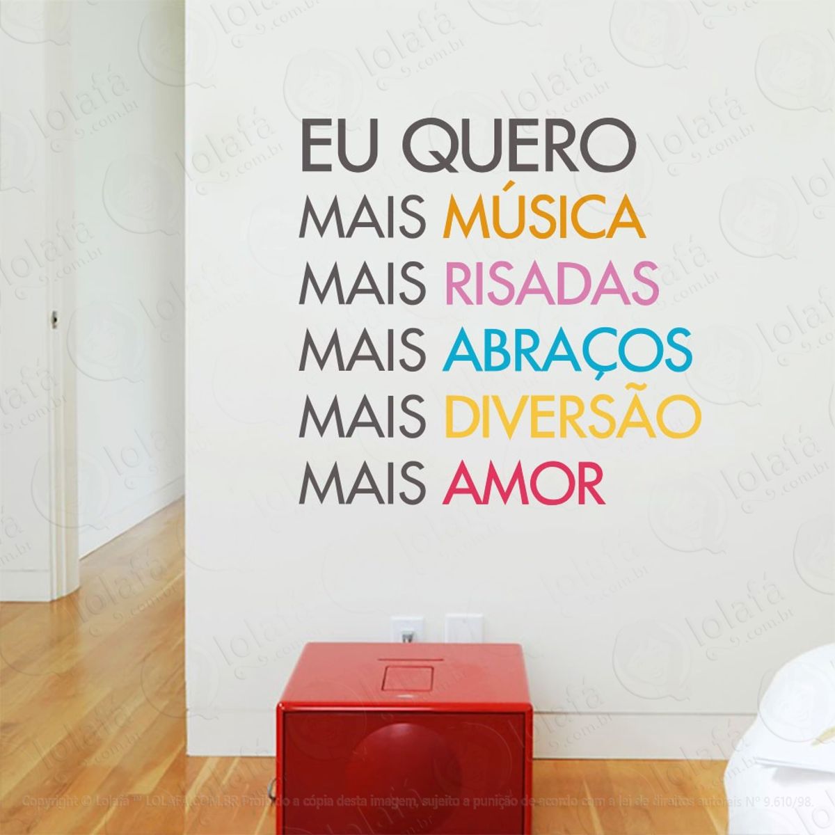 Eu Quero Mais Adesivo de Parede Frase Personalizada para Sala, Quarto, Porta e Vidro Mod:203