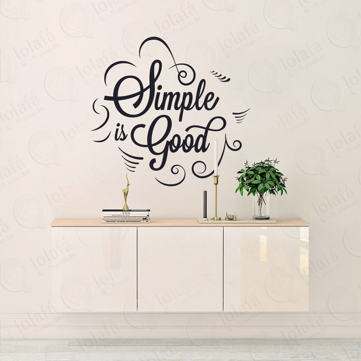 Simple Is Good Adesivo de Parede Frase Personalizada para Sala, Quarto, Porta e Vidro Mod:209
