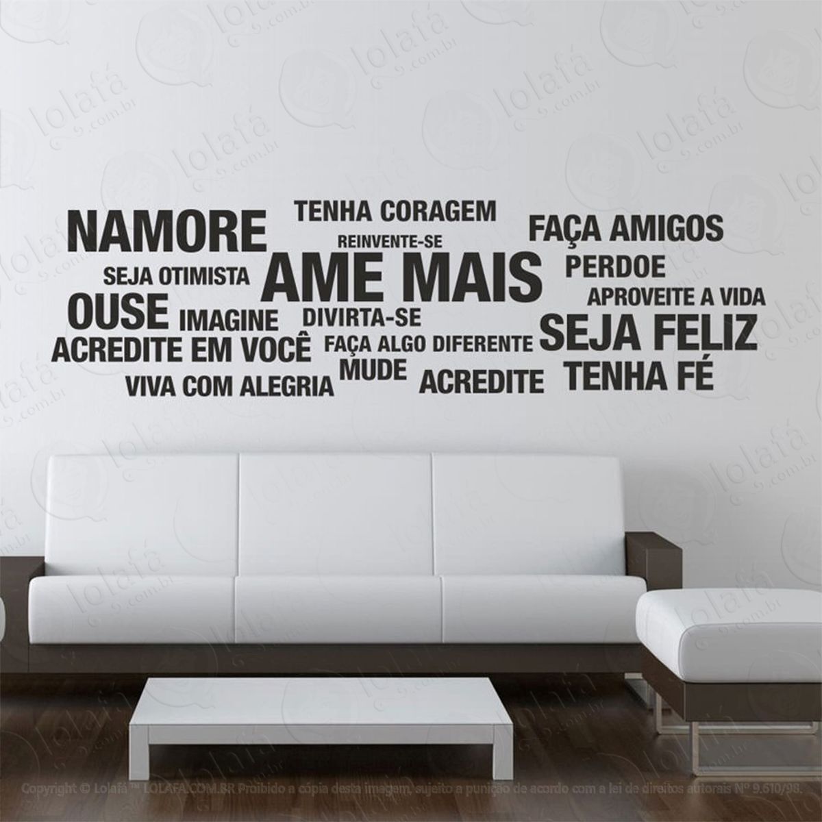 Ame Mais Adesivo de Parede Frase Personalizada para Sala, Quarto, Porta e Vidro Mod:220