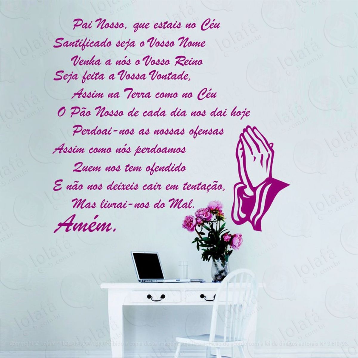 Oração Do Pai Nosso Adesivo de Parede Frase Personalizada para Sala, Quarto, Porta e Vidro Mod:222