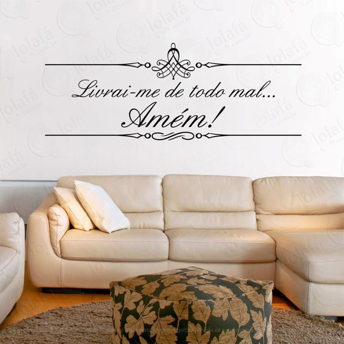Livrai-Me De Todo Mal Adesivo de Parede Frase Personalizada para Sala, Quarto, Porta e Vidro Mod:224