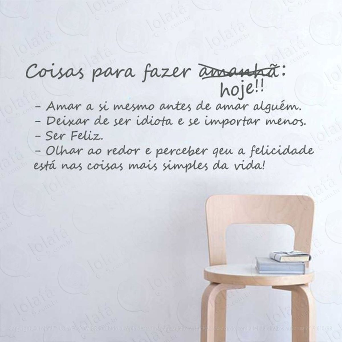 Coisas Para Fazer Hoje Adesivo de Parede Frase Personalizada para Sala, Quarto, Porta e Vidro Mod:226