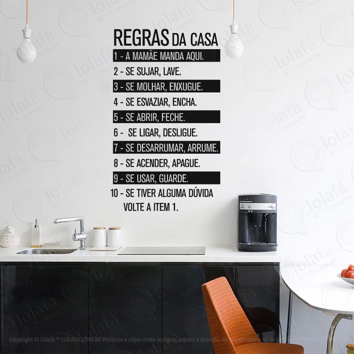 Regras Da Casa Adesivo de Parede Frase Personalizada para Sala, Quarto, Porta e Vidro Mod:233