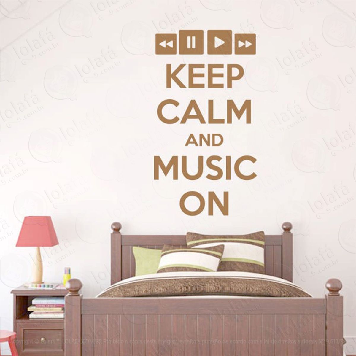 Keep Calm And Music Adesivo de Parede Frase Personalizada para Sala, Quarto, Porta e Vidro Mod:234