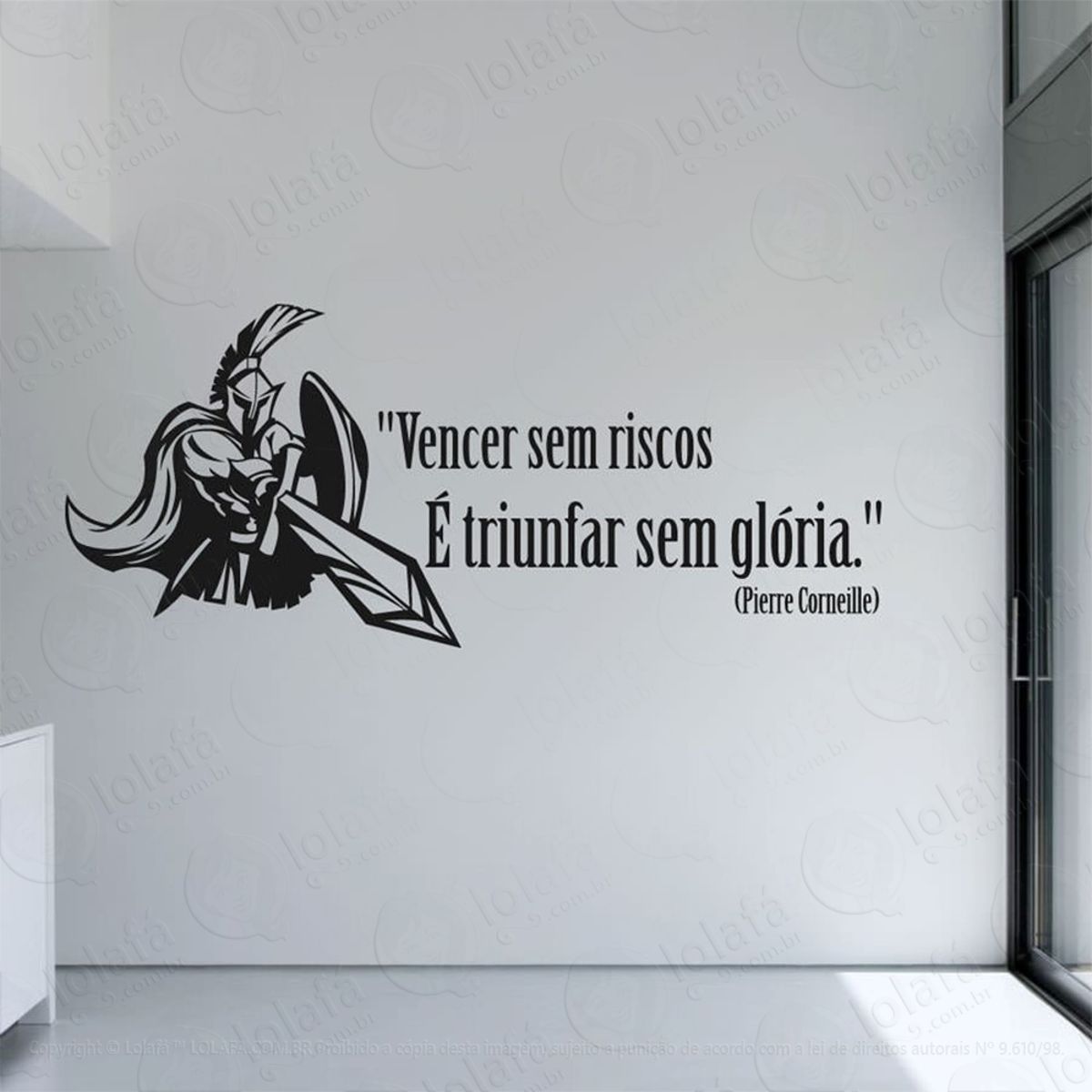 Vencer Sem Riscos Adesivo de Parede Frase Personalizada para Sala, Quarto, Porta e Vidro Mod:235