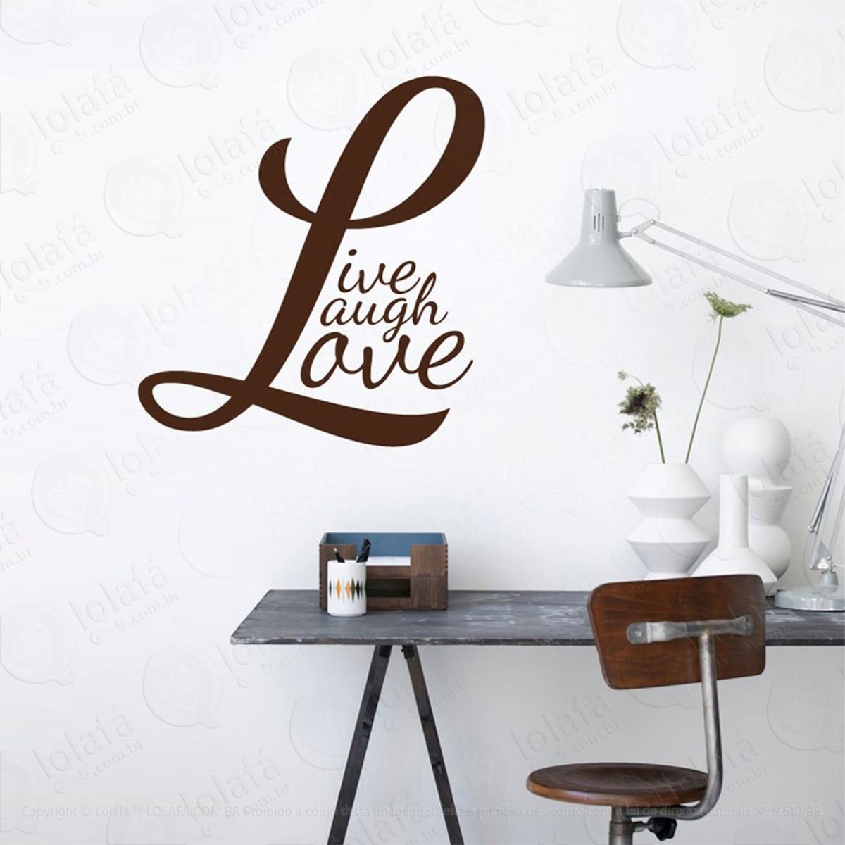 Live, Laugh, Love Adesivo de Parede Frase Personalizada para Sala, Quarto, Porta e Vidro Mod:236