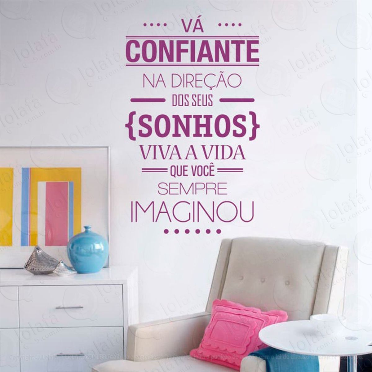 Vá Confiante Adesivo de Parede Frase Personalizada para Sala, Quarto, Porta e Vidro Mod:239