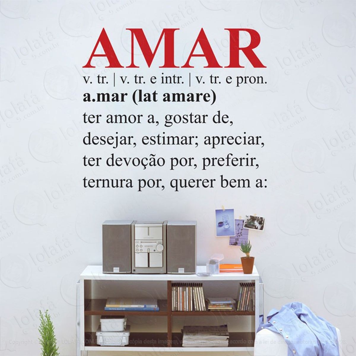 Amar Adesivo de Parede Frase Personalizada para Sala, Quarto, Porta e Vidro Mod:242