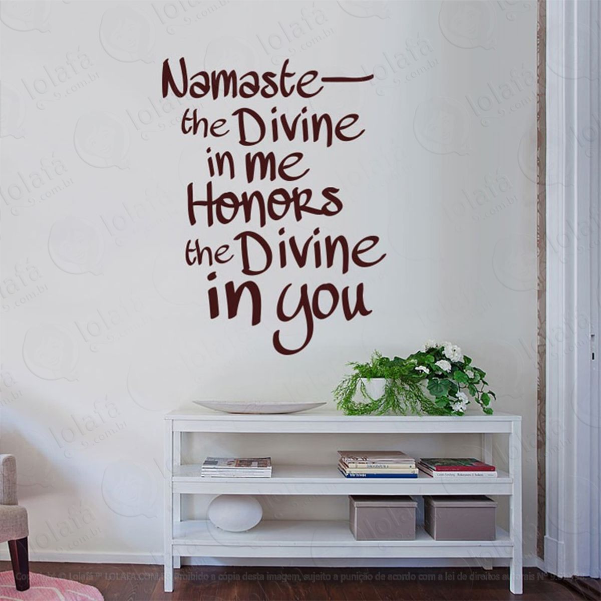 Namaste Adesivo de Parede Frase Personalizada para Sala, Quarto, Porta e Vidro Mod:245