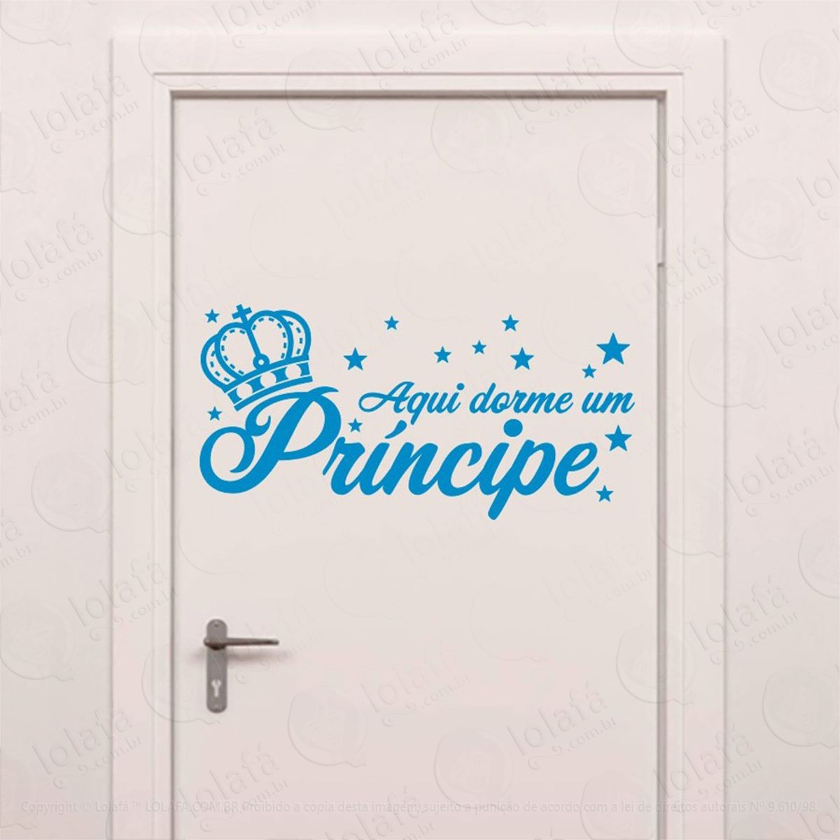 Aqui Dorme Um Príncipe Adesivo de Parede Frase Personalizada para Sala, Quarto, Porta e Vidro Mod:247