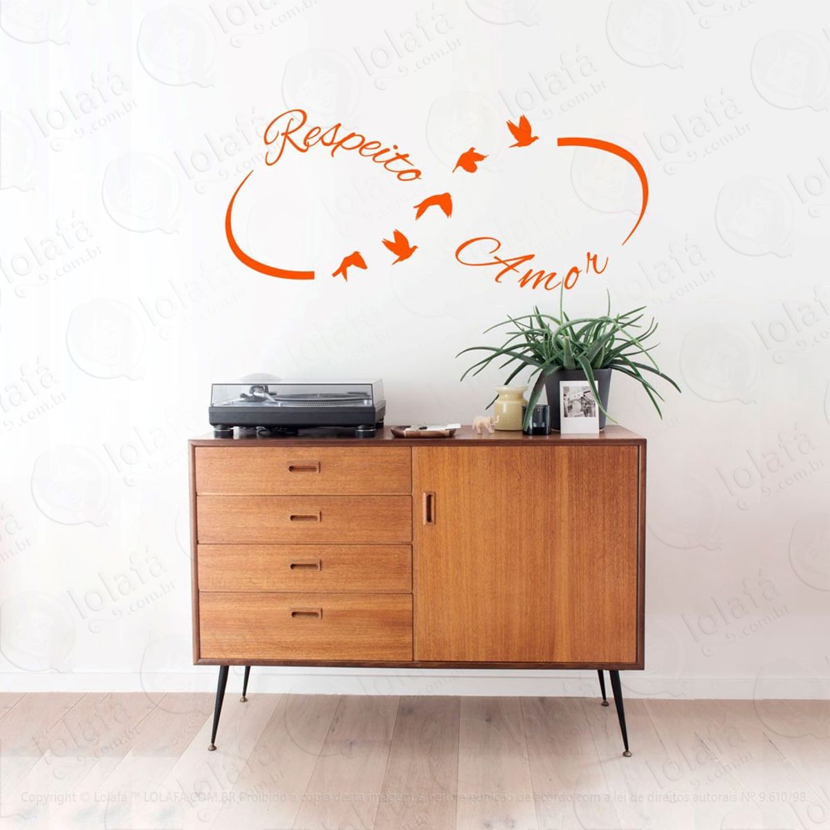 Respeito E Amor Adesivo de Parede Frase Personalizada para Sala, Quarto, Porta e Vidro Mod:248