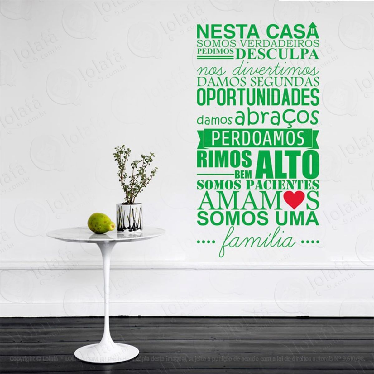 Família Adesivo de Parede Frase Personalizada para Sala, Quarto, Porta e Vidro Mod:251