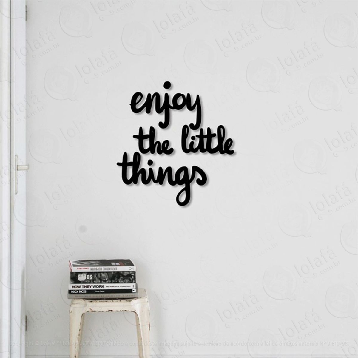 Enjoy The Little Things Adesivo de Parede Frase Personalizada para Sala, Quarto, Porta e Vidro Mod:256