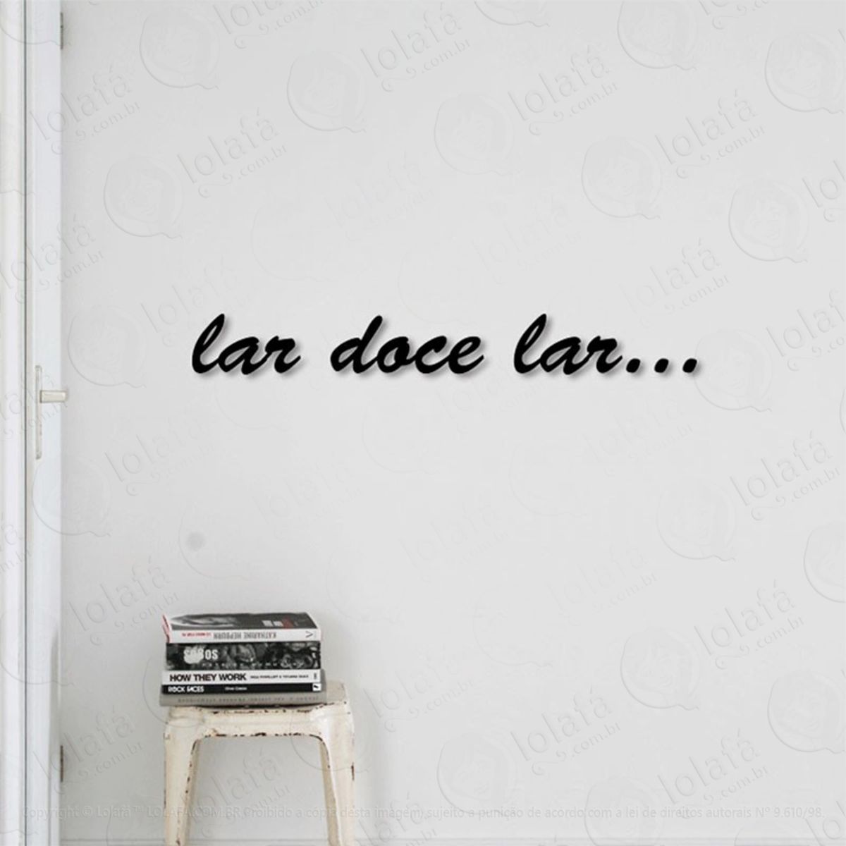 Lar Doce Lar Adesivo de Parede Frase Personalizada para Sala, Quarto, Porta e Vidro Mod:257