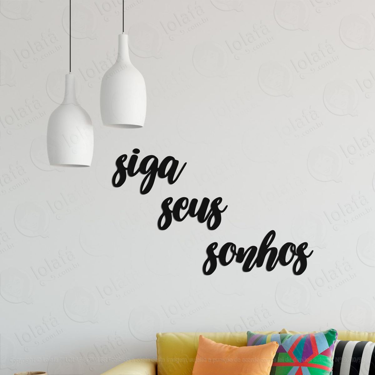 Siga Seus Sonhos Adesivo de Parede Frase Personalizada para Sala, Quarto, Porta e Vidro Mod:259
