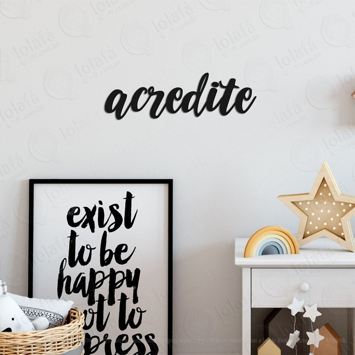 Acredite Adesivo de Parede Frase Personalizada para Sala, Quarto, Porta e Vidro Mod:261