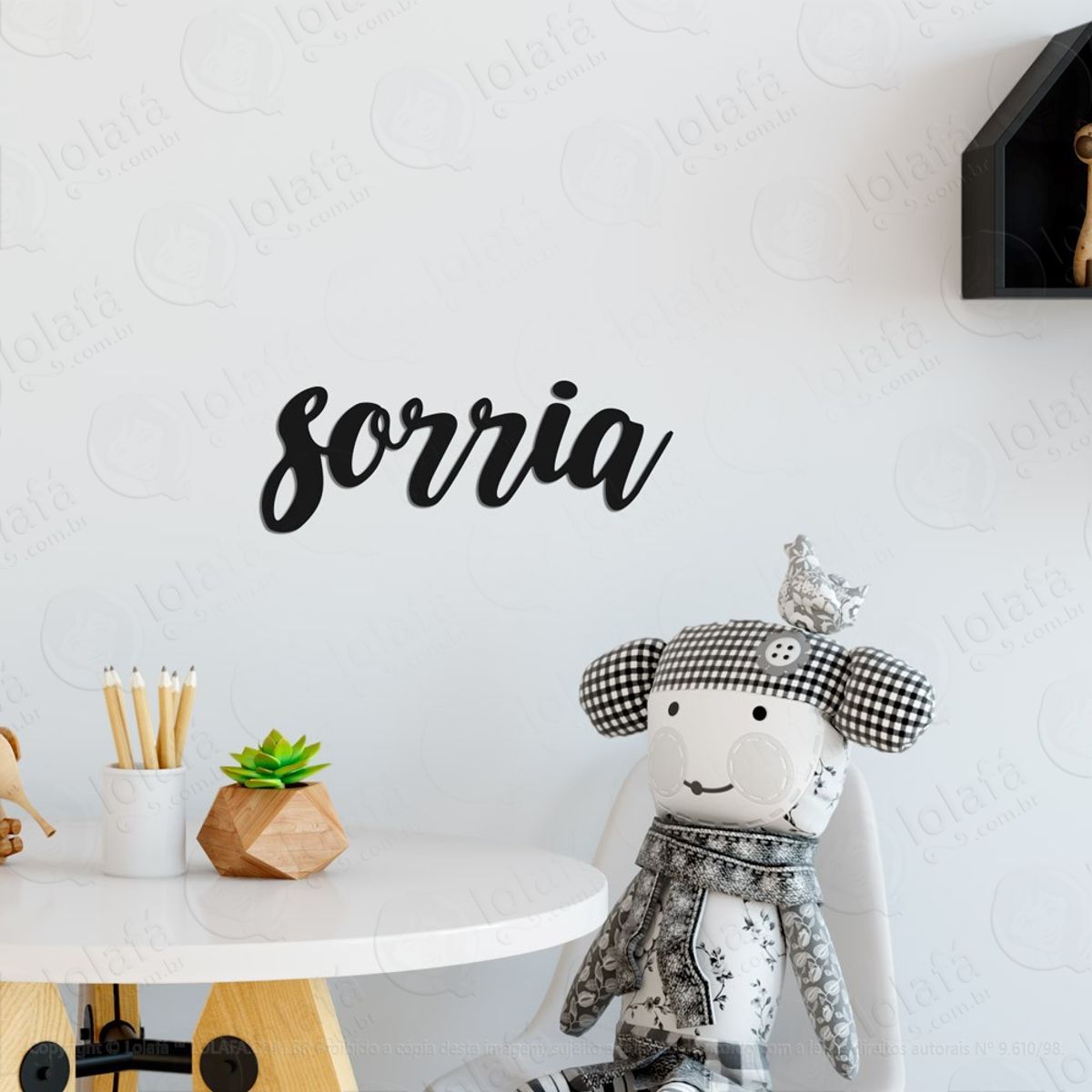 Sorria Adesivo de Parede Frase Personalizada para Sala, Quarto, Porta e Vidro Mod:264