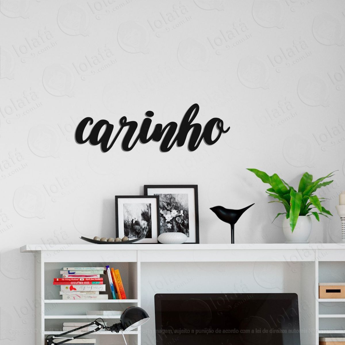 Carinho Adesivo de Parede Frase Personalizada para Sala, Quarto, Porta e Vidro Mod:271