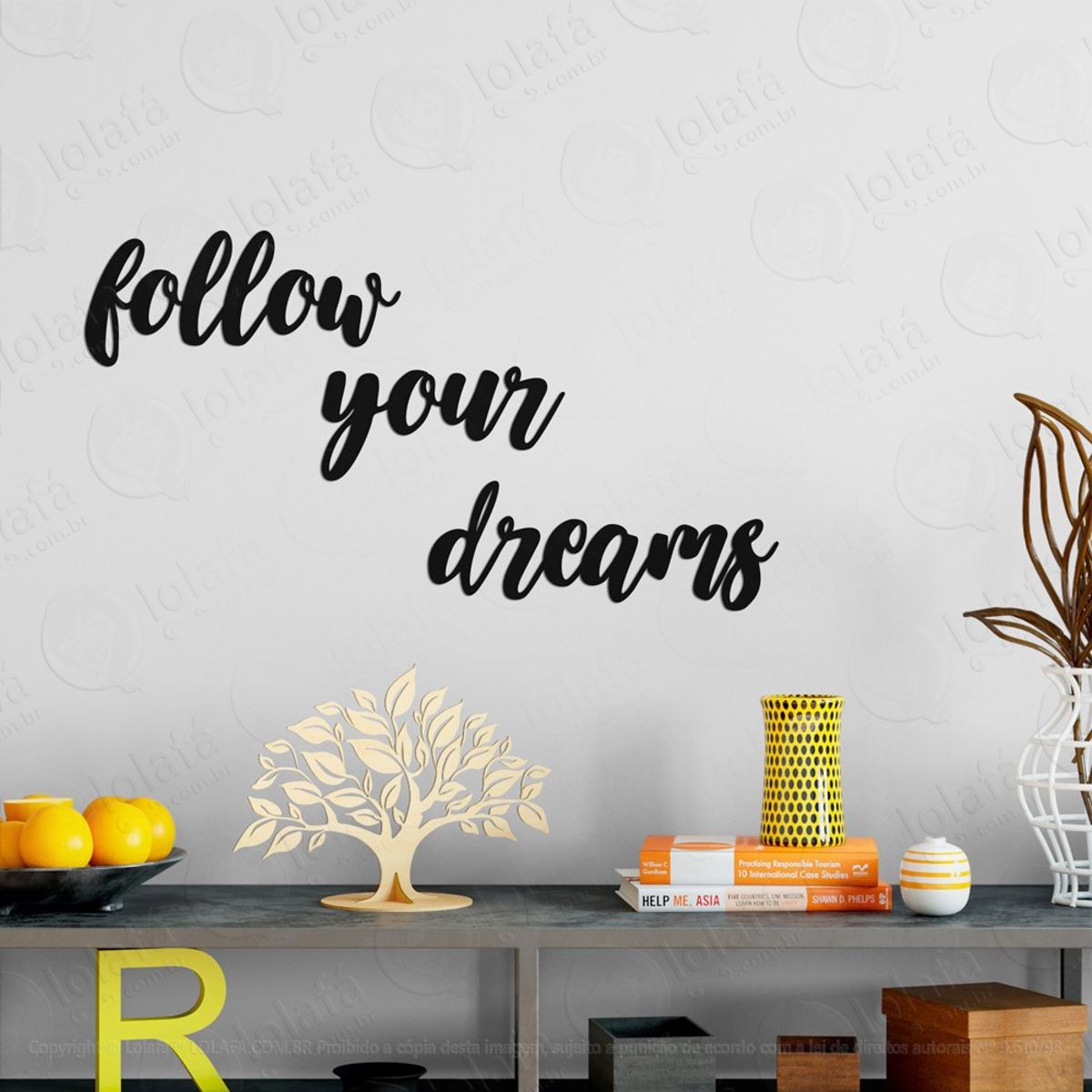Follow Your Dreams Adesivo de Parede Frase Personalizada para Sala, Quarto, Porta e Vidro Mod:272