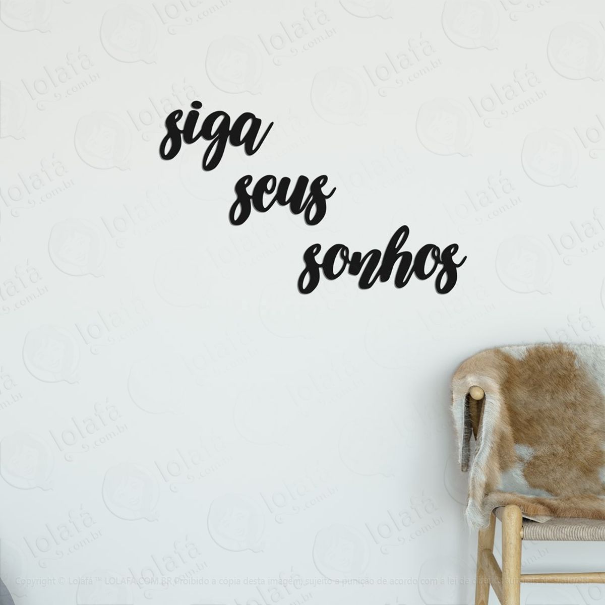 Siga Seus Sonhos Adesivo de Parede Frase Personalizada para Sala, Quarto, Porta e Vidro Mod:275