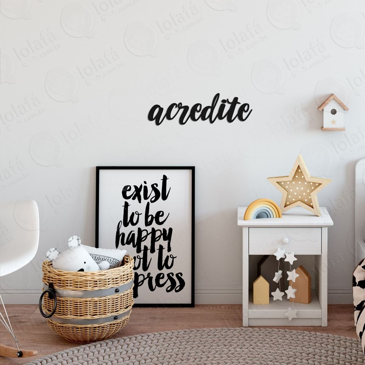 Acredite Adesivo de Parede Frase Personalizada para Sala, Quarto, Porta e Vidro Mod:276