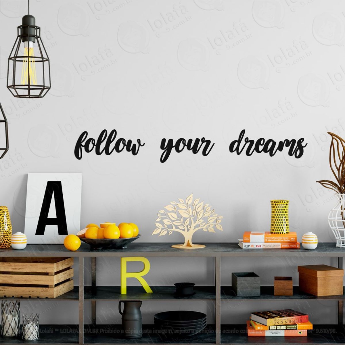 Follow Your Dreams Adesivo de Parede Frase Personalizada para Sala, Quarto, Porta e Vidro Mod:280