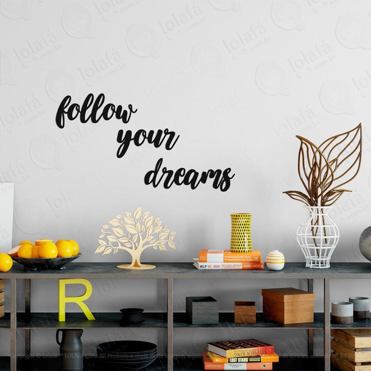 Follow Your Dreams Adesivo de Parede Frase Personalizada para Sala, Quarto, Porta e Vidro Mod:281